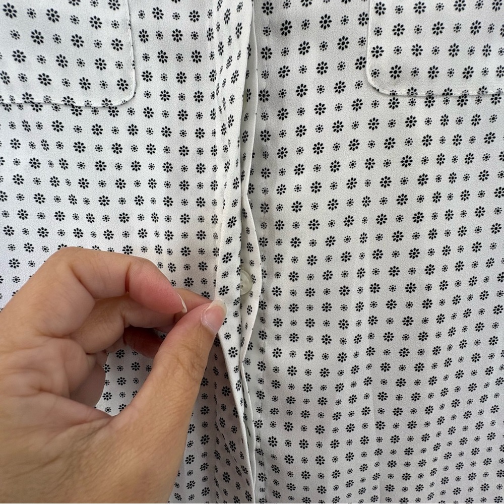 Ann Taylor Collared Button Down White And Black P… - image 6